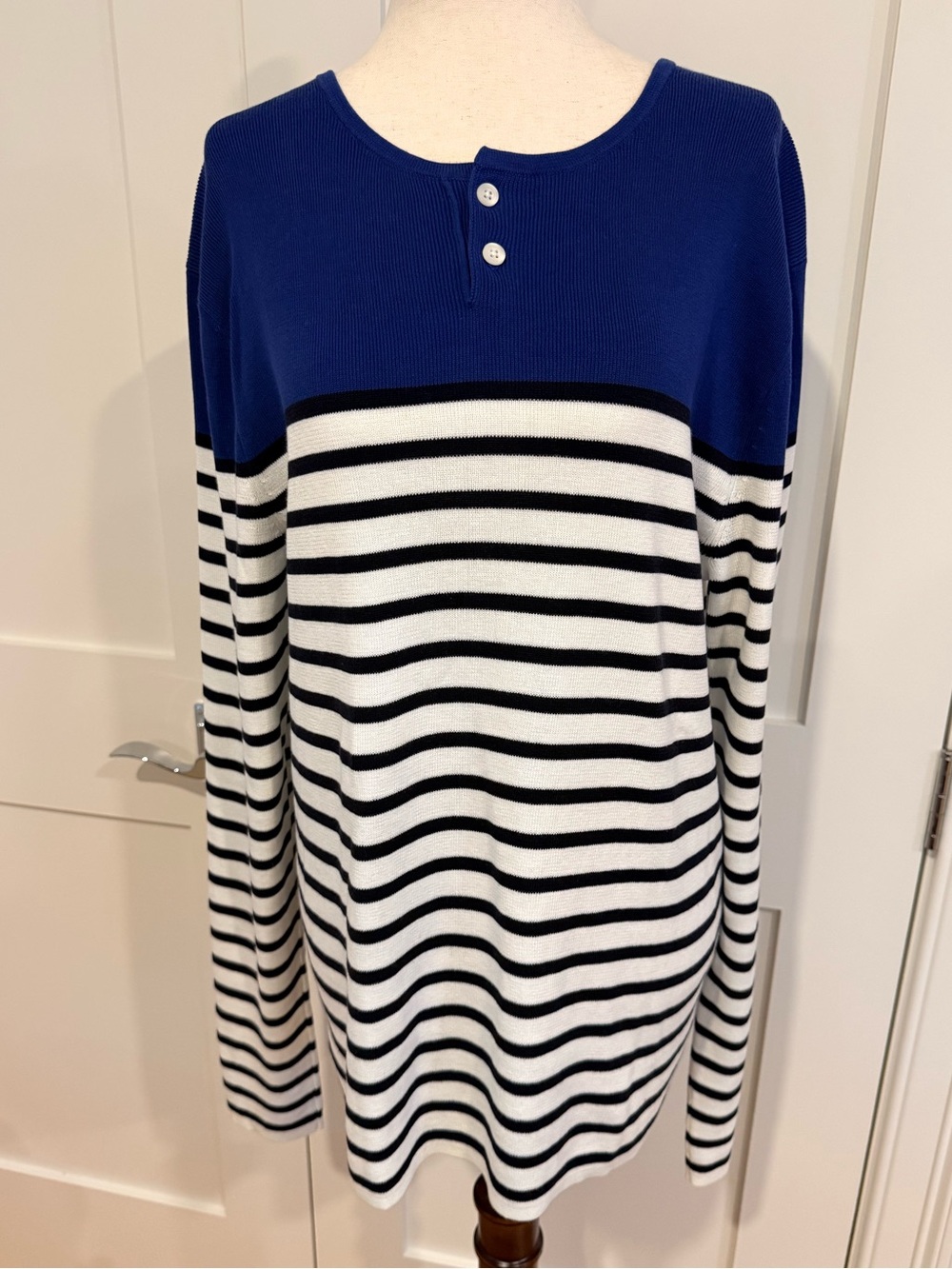 Vince Blue, Black and White Striped Knit Top